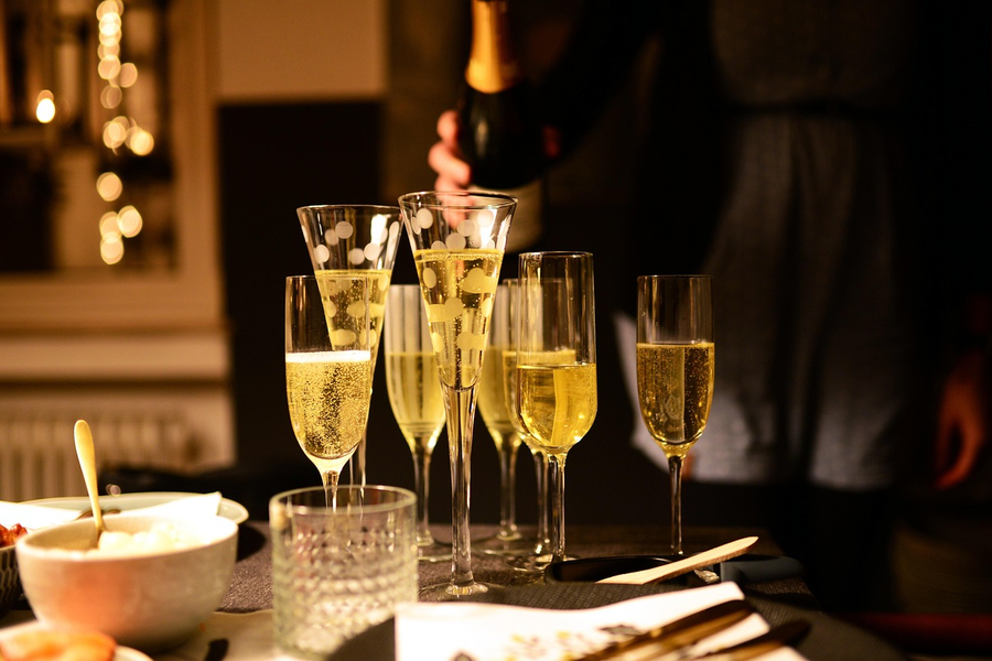 Friends raising a toast at an elegant private party