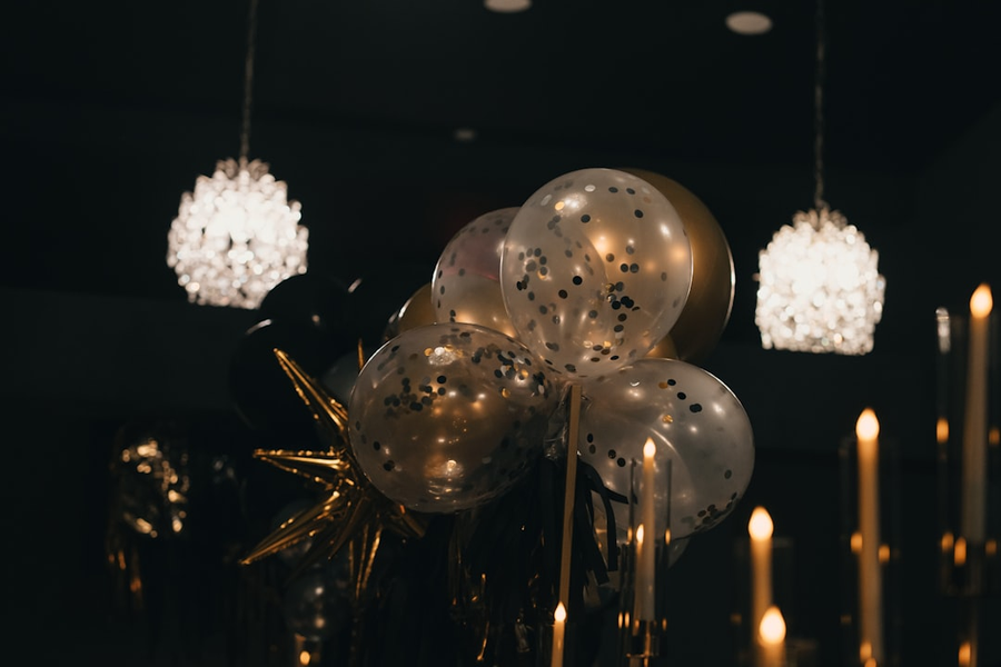 Champagne glasses at an elegant themed reception