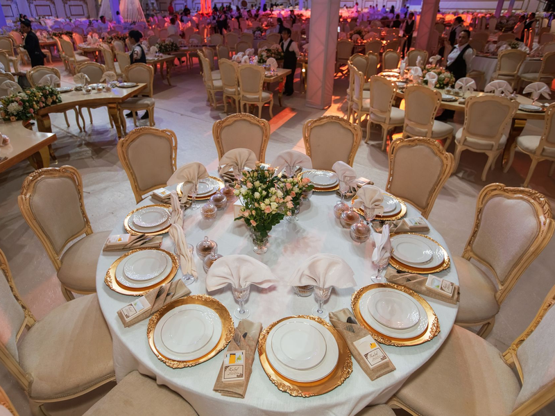 The ballroom dressed in gold for the Spring Gala