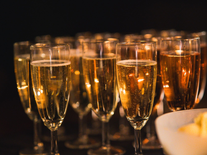 Champagne toast among guests